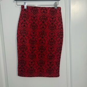 Red skirt with black velvet embroidery